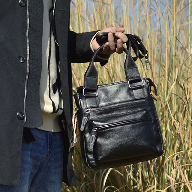 Muška torbica od kože s rastlinskim procesom obrade, uspravna crossbody torba za poslovni i svakodnevni stil, od prvog sloja kravlje kože, kompatibilna s 10-inčnim prijenosnikom