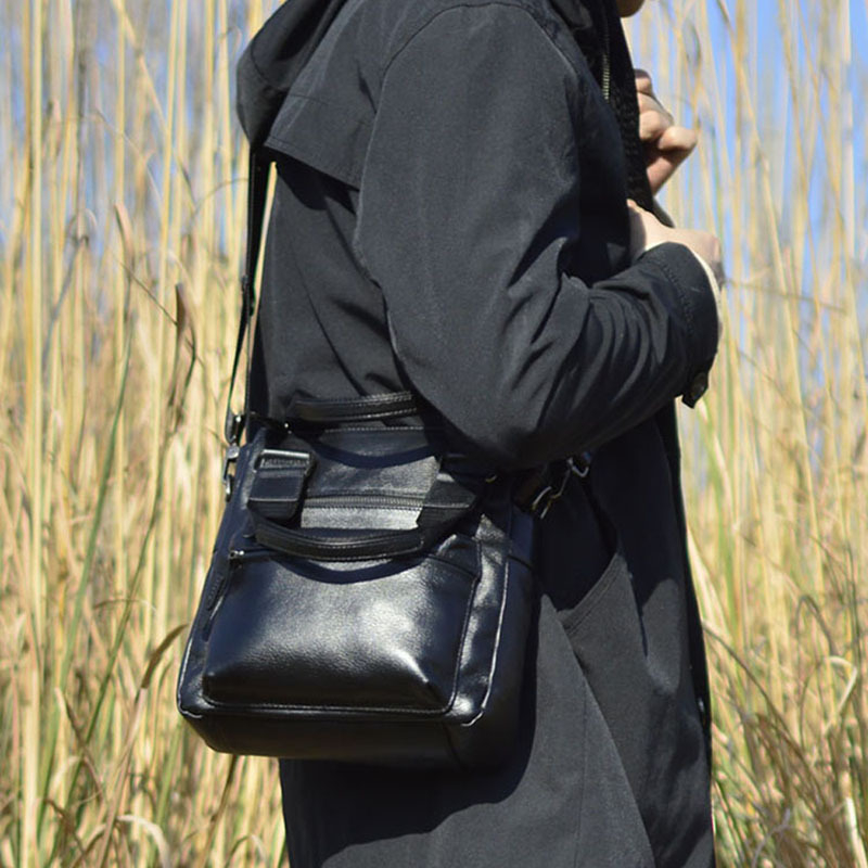 Muška torbica od kože s rastlinskim procesom obrade, uspravna crossbody torba za poslovni i svakodnevni stil, od prvog sloja kravlje kože, kompatibilna s 10-inčnim prijenosnikom