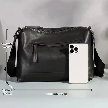 Marent muška torba od prave kože preko ramena – horizontalna, elegantna svakodnevna torba za 10-inčni laptop