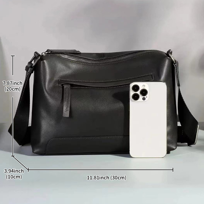 Marent muška torba od prave kože preko ramena – horizontalna, elegantna svakodnevna torba za 10-inčni laptop