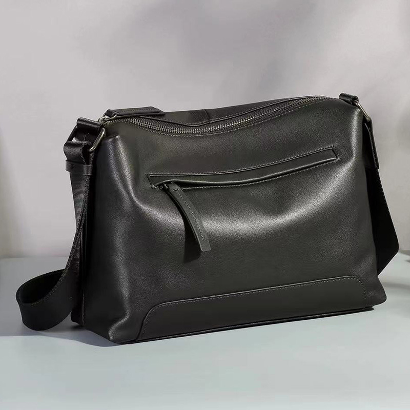 Marent muška torba od prave kože preko ramena – horizontalna, elegantna svakodnevna torba za 10-inčni laptop