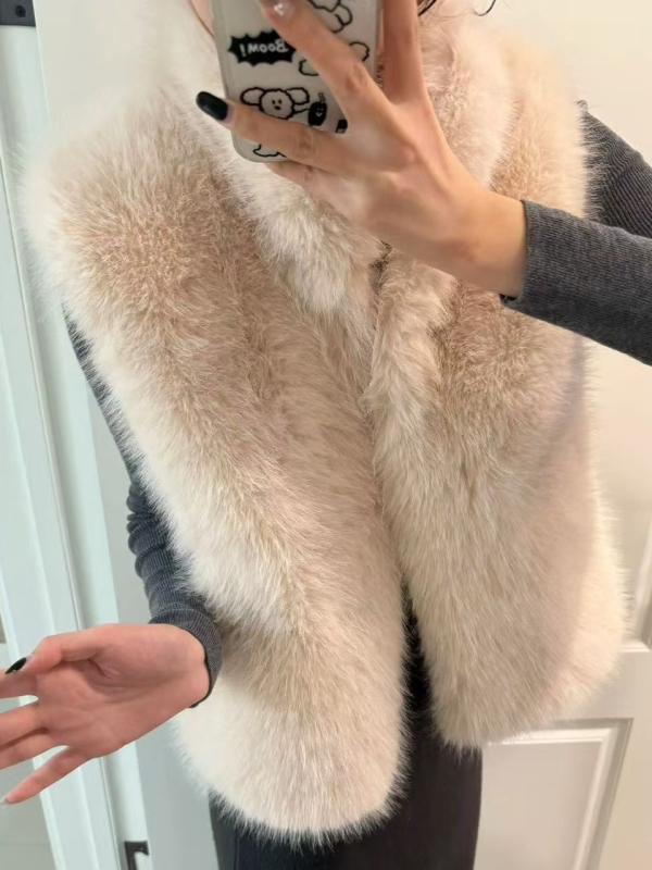 Ekološki prihvatljiva umjetna krznena bezrukavna ženska vest, topla zimska slojevita, moderan i elegantan
