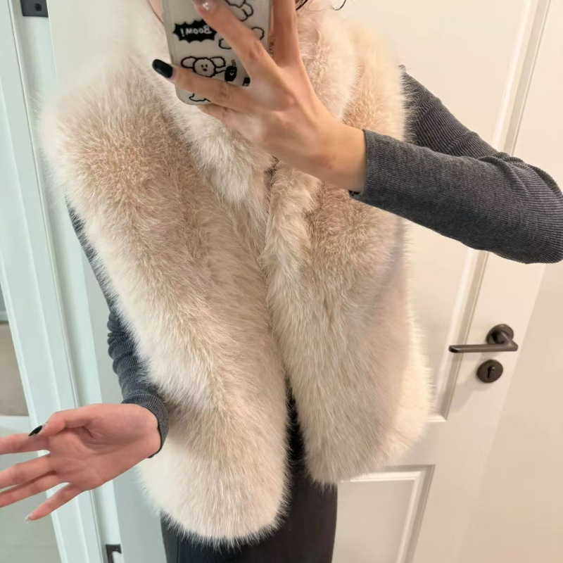 Ekološki prihvatljiva umjetna krznena bezrukavna ženska vest, topla zimska slojevita, moderan i elegantan