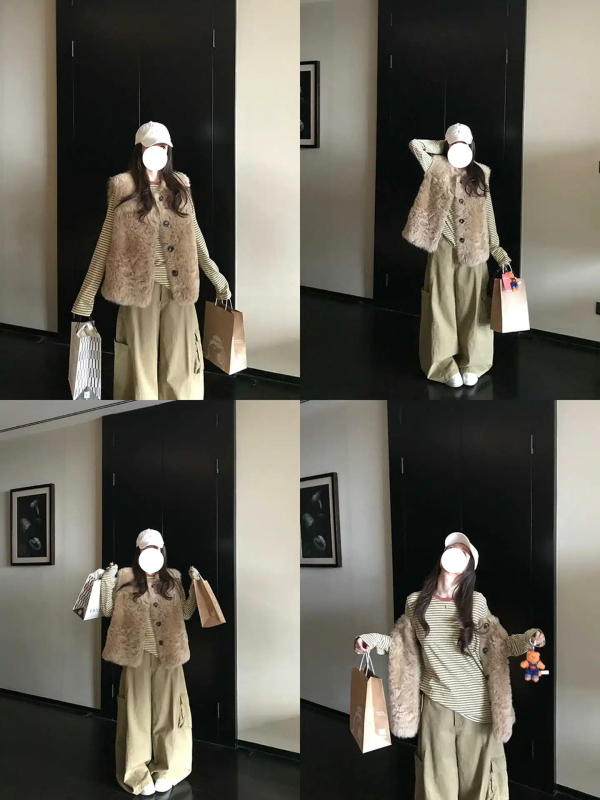 Ženski kratki veste od umjetne krznene imitacije Toscane – bez rukava, okrugli ovratnik, stil princeze