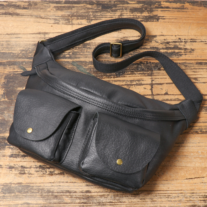 Muška crossbody torbica od kože prvog sloja teleće kože, prava koža, višenamjenska putna torba, za 8-inčni prijenosnik, prugasti uzorak