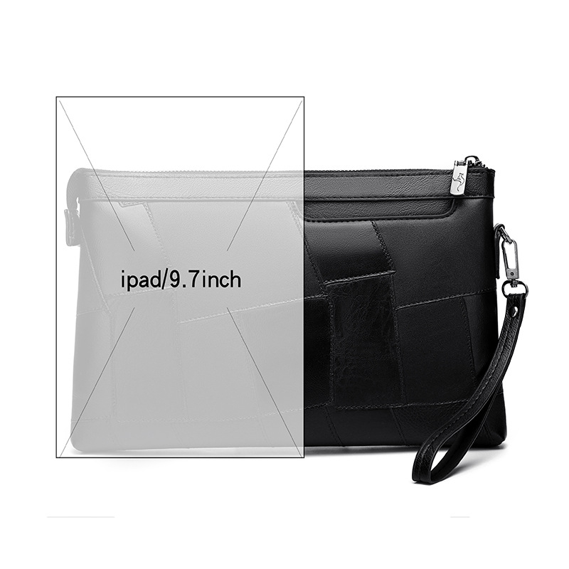 Férfi clutch táska, 8 hüvelykes érmes tok, egyszínű, egyszerű textúra, sokoldalú kültéri használatra