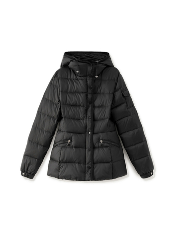 Ženski kaput s kapuljom, 90% bijelog patka down, slim fit, srednja duljina