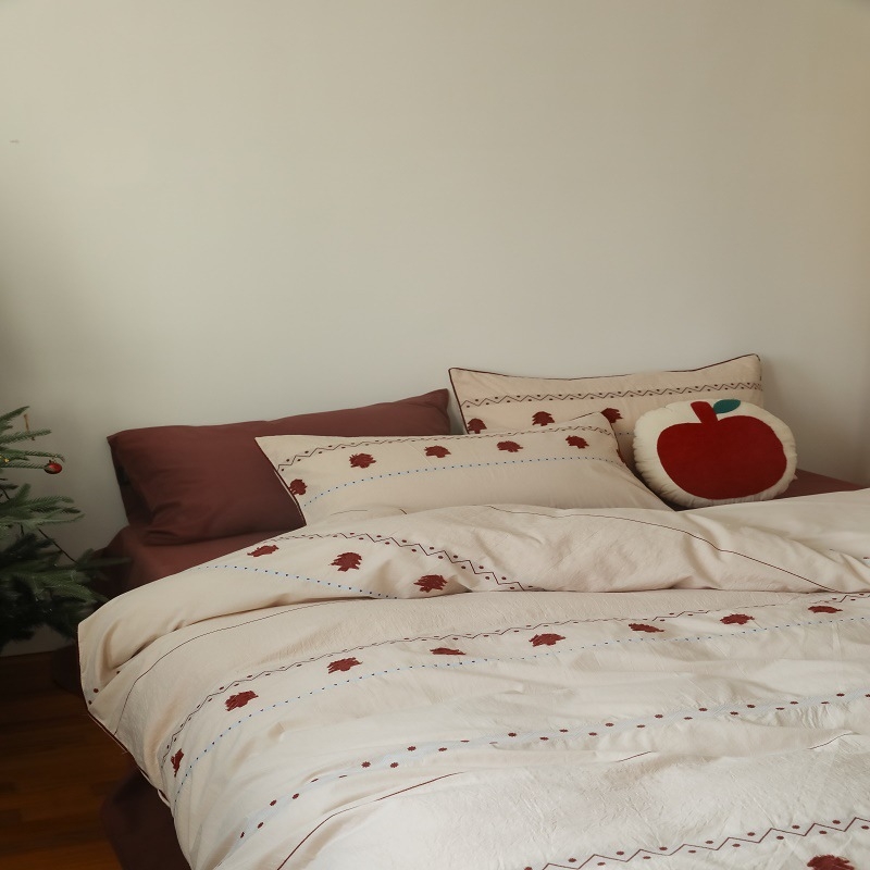 Nordijski stil, pamuk Jacquard posteljina s uzorkom Fair Isle, četverodijelni set, jesen-zima, nježan na dodir