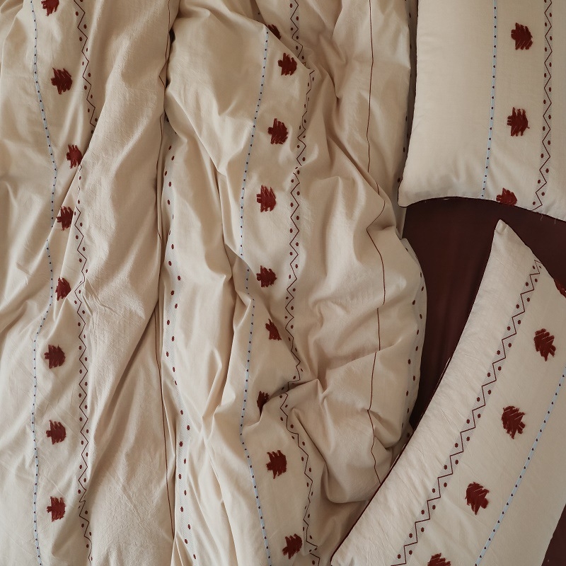 Nordijski stil, pamuk Jacquard posteljina s uzorkom Fair Isle, četverodijelni set, jesen-zima, nježan na dodir