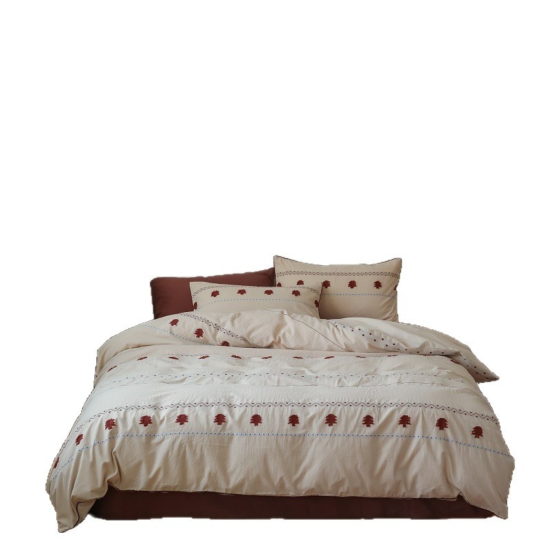 Nordijski stil, pamuk Jacquard posteljina s uzorkom Fair Isle, četverodijelni set, jesen-zima, nježan na dodir