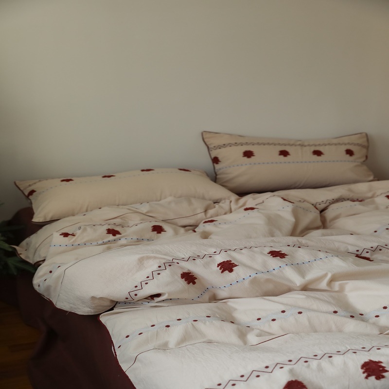 Nordijski stil, pamuk Jacquard posteljina s uzorkom Fair Isle, četverodijelni set, jesen-zima, nježan na dodir
