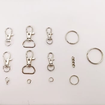 Set de 265 piese: cleme metalice pentru chei, lanțuri pentru chei, închizători tip homar și accesorii pentru genți