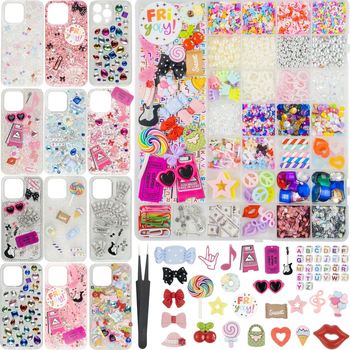 Set de accesorii DIY pentru bijuterii, 2250 de piese: pandantive pentru telefon, pandantive cu funda, pandantive pentru unghii și litere