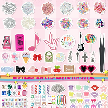 Set de accesorii DIY pentru bijuterii, 2250 de piese: pandantive pentru telefon, pandantive cu funda, pandantive pentru unghii și litere