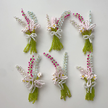 Cercei handmade cu buchet de spicule de grâu din mărgele, accesorii pentru păr, broșe colorate pentru primăvară-vară, accesorii cu motifuri de plante în ghivece mini