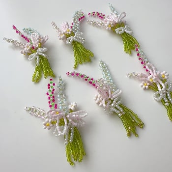 Cercei handmade cu buchet de spicule de grâu din mărgele, accesorii pentru păr, broșe colorate pentru primăvară-vară, accesorii cu motifuri de plante în ghivece mini