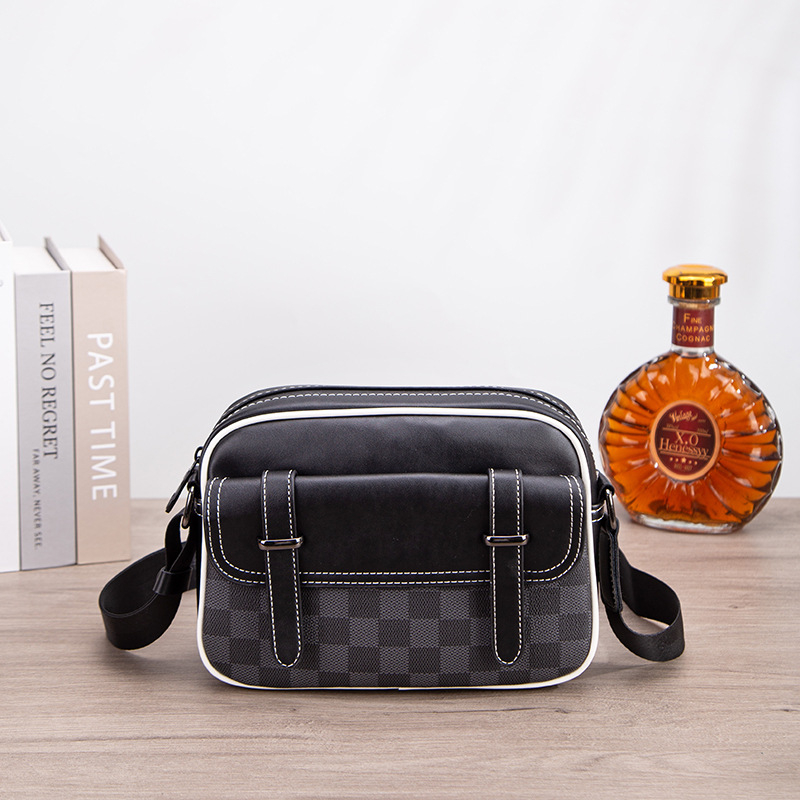 Muška torba za kameru, moderna, opuštena i svestrana, karirano uzorak šahovnica, torba za ramena, lagana crossbody torba