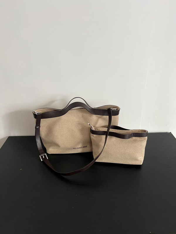 Torba od kanvasa s patchworkom i color-block dizajnom za žene, velika kapaciteta, svakodnevna, s ramenom i crossbody remenom