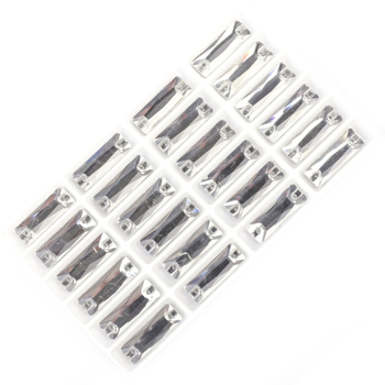 Стъклена кристална лента за ръчно шиене, дълга ивица с двойни отвори и плоска катарама за DIY рокля