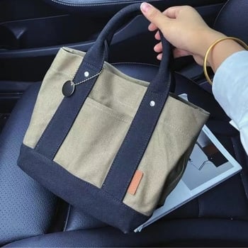 Ženska platnena tote torba s više pretinaca, japanskog stila, srednje veličine