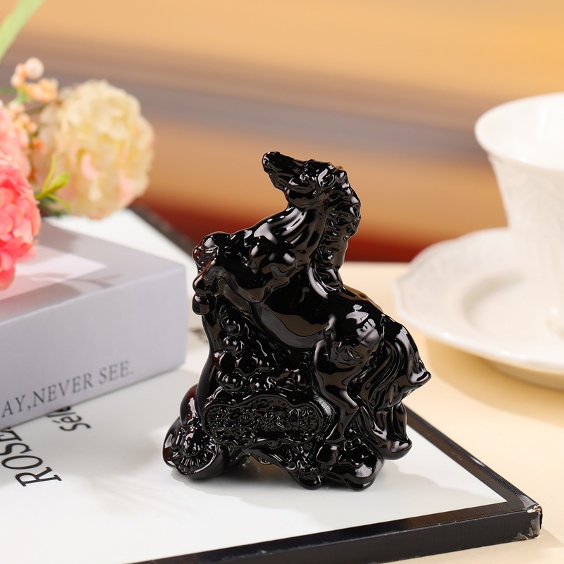 Staklena figura zodijskog konja, ukras za dom, dar za sreću, žuti kristalni konj