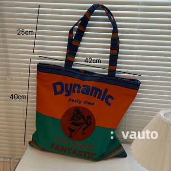 VAUTO Tajlandska nišna mitološka kontrastna platnena torba za outdoor i plažu, ženska tote torba preko ramena s otiskom