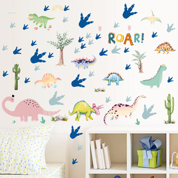 Akvarelni dinosaurus zidna naljepnica, jurassic tema, PVC, dekorativni mural, uklonjiva naljepnica, moderni minimalistički stil