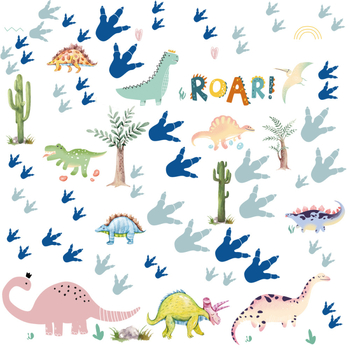 Akvarelni dinosaurus zidna naljepnica, jurassic tema, PVC, dekorativni mural, uklonjiva naljepnica, moderni minimalistički stil