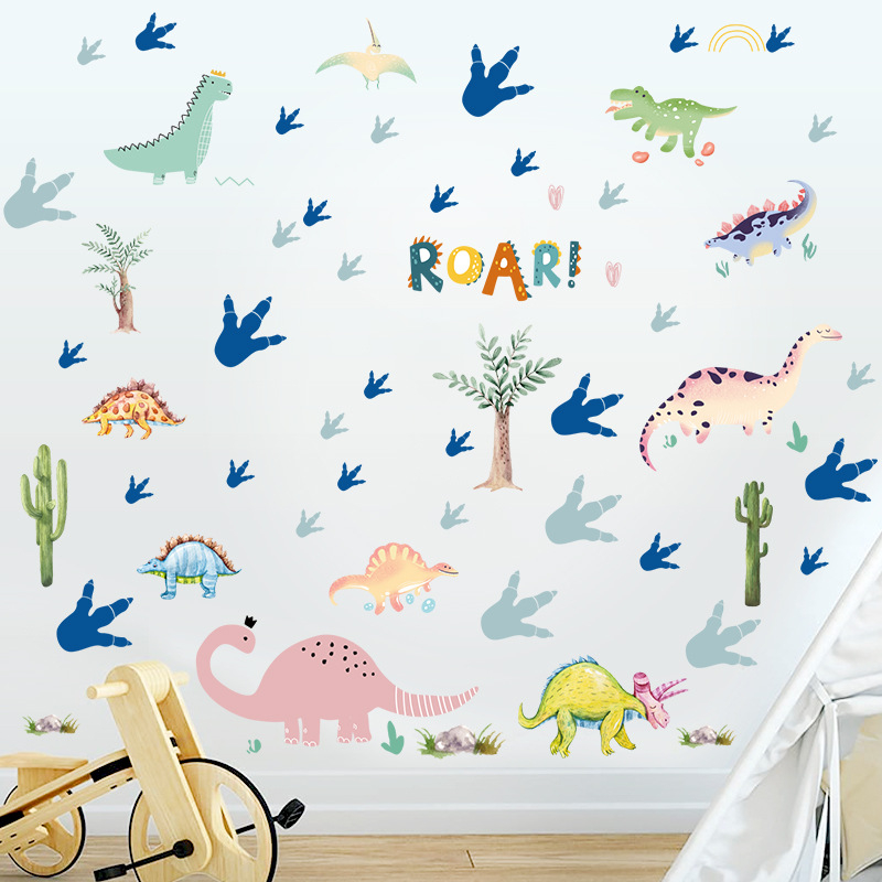 Akvarelni dinosaurus zidna naljepnica, jurassic tema, PVC, dekorativni mural, uklonjiva naljepnica, moderni minimalistički stil