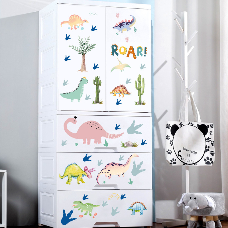 Akvarelni dinosaurus zidna naljepnica, jurassic tema, PVC, dekorativni mural, uklonjiva naljepnica, moderni minimalistički stil