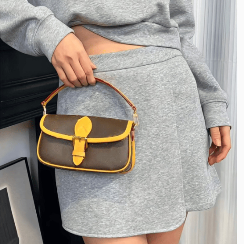 Nano Diane monogram baguette torba od prave kože, mini veličine, preko ramena ili crossbody, ženska mala kvadratna torba