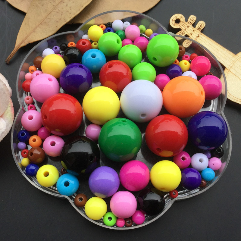 DIY ručno izrađene plastične perle – jednobojne kružne perle, boje poput karamela, ekološki prihvatljive akrilne perle