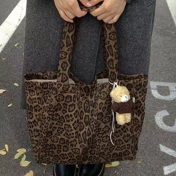 Platnena torba s leopardim uzorkom, velika kapaciteta, ženska tote torba, jesenski dizajn 2025