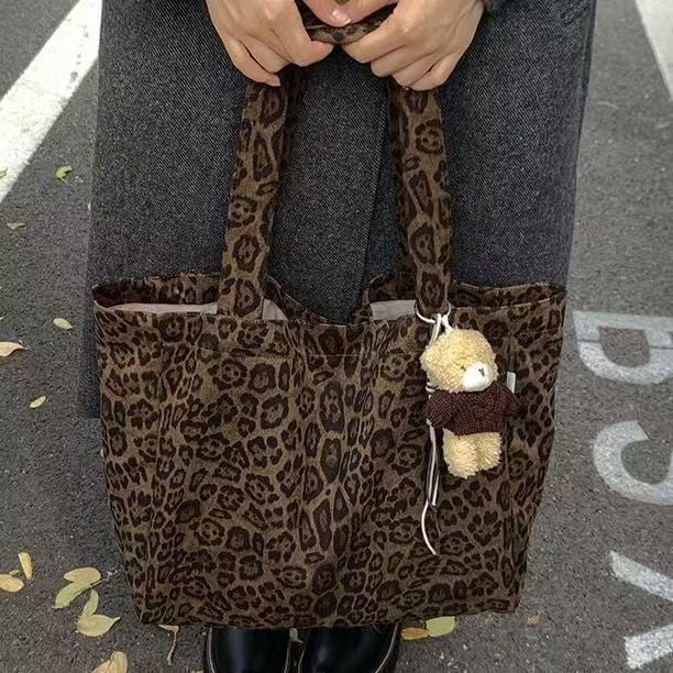 Platnena torba s leopardim uzorkom, velika kapaciteta, ženska tote torba, jesenski dizajn 2025
