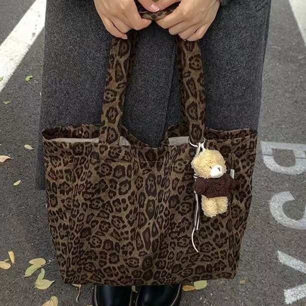 Platnena torba s leopardim uzorkom, velika kapaciteta, ženska tote torba, jesenski dizajn 2025