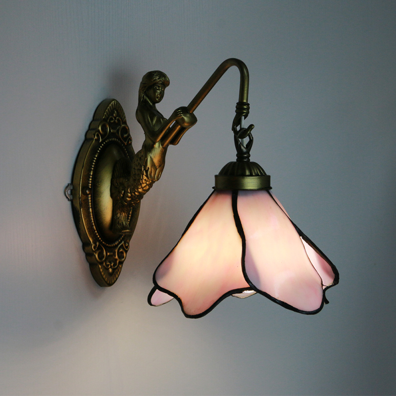 Europska retro zidna svjetiljka s staklenim sjenilom, za hodnik i spavaću sobu, LED rasvjeta za zaštitu očiju