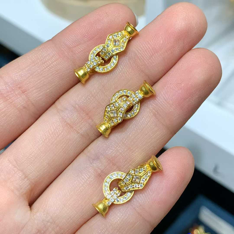 S925 Argint Sterling – Încuietoare cu diamant pentru colier cu perle și brățară