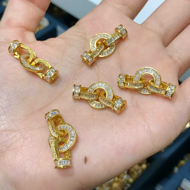 S925 Argint Sterling – Încuietoare cu diamant pentru colier cu perle și brățară