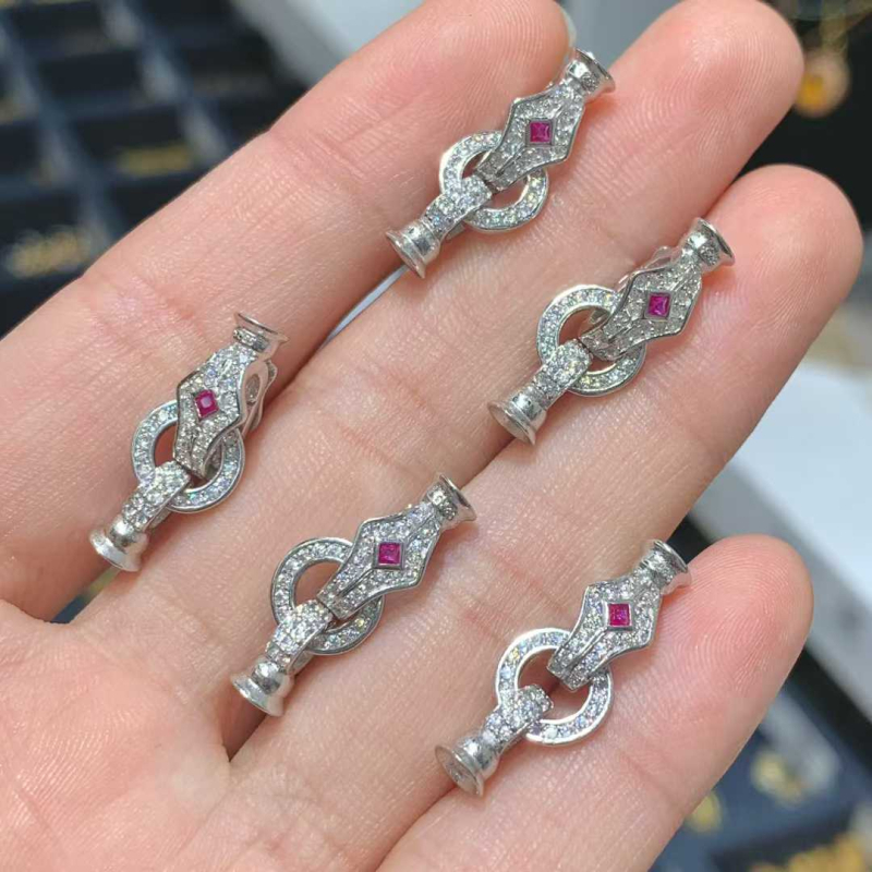 S925 Argint Sterling – Încuietoare cu diamant pentru colier cu perle și brățară