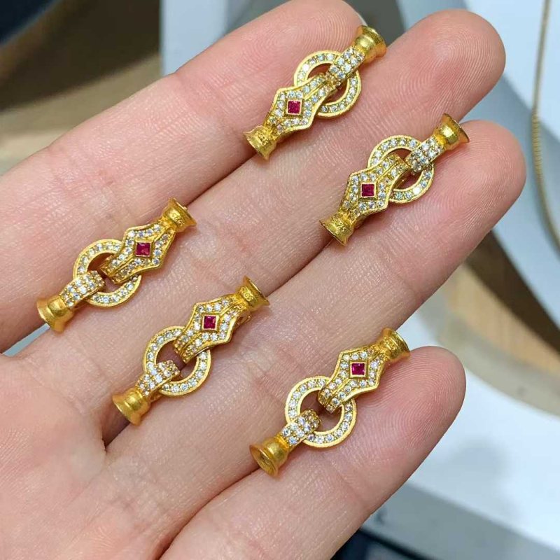 S925 Argint Sterling – Încuietoare cu diamant pentru colier cu perle și brățară