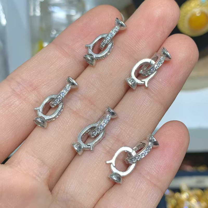 S925 Argint Sterling – Încuietoare cu diamant pentru colier cu perle și brățară