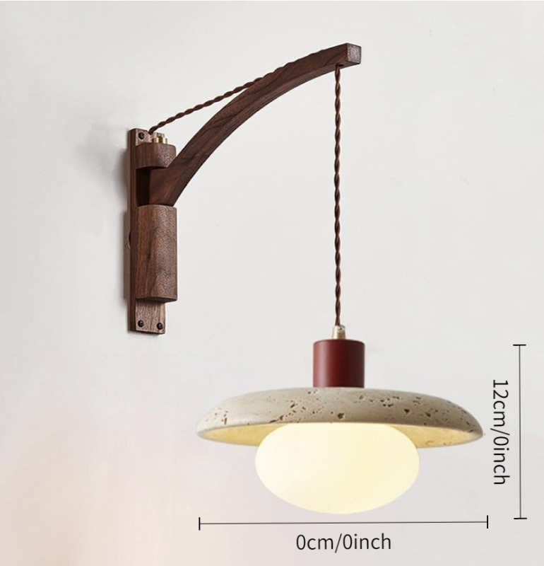 Stenska lampa u japanskom stilu Wabi-Sabi za spavaću sobu, nordijska masivna drvena konstrukcija, prekidač, rotirajući teleskopni dugi rameni