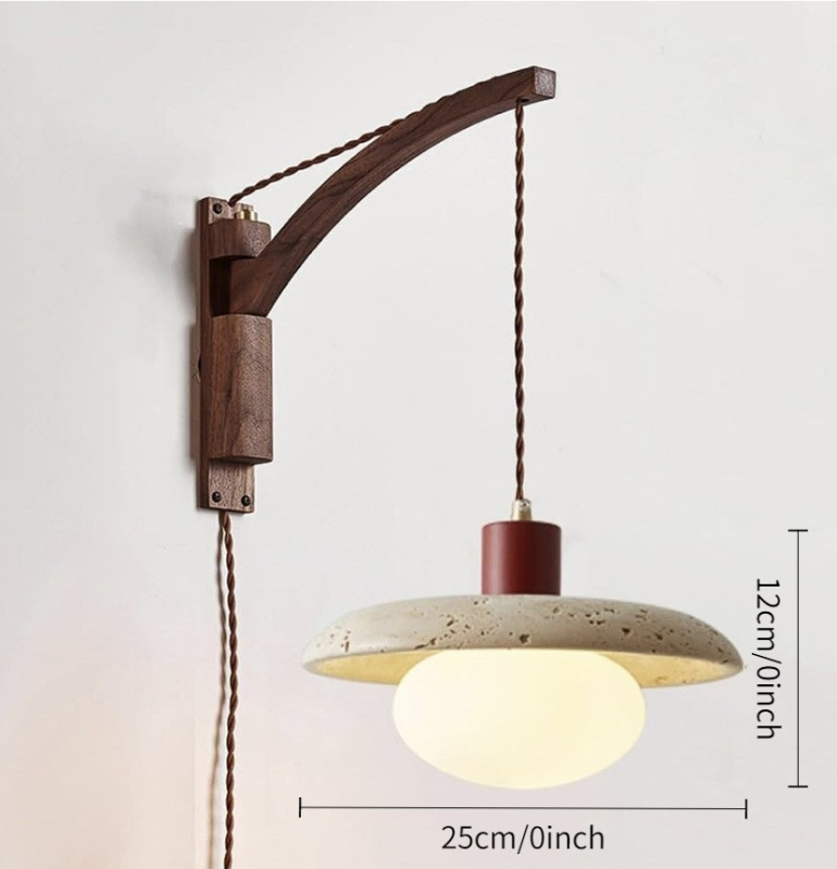Stenska lampa u japanskom stilu Wabi-Sabi za spavaću sobu, nordijska masivna drvena konstrukcija, prekidač, rotirajući teleskopni dugi rameni