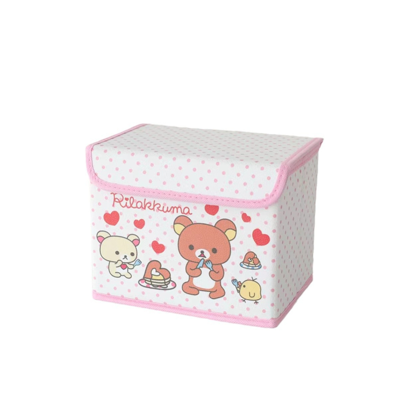 Cutie de depozitare din piele cu desen animat, cu capac, pliabilă, pentru cămin, haine și jucării