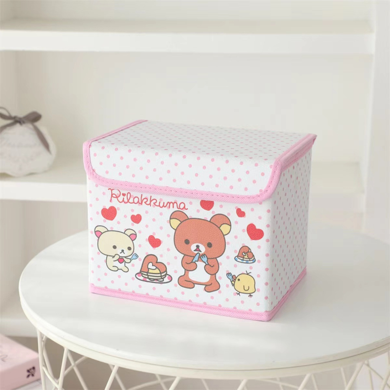 Cutie de depozitare din piele cu desen animat, cu capac, pliabilă, pentru cămin, haine și jucării