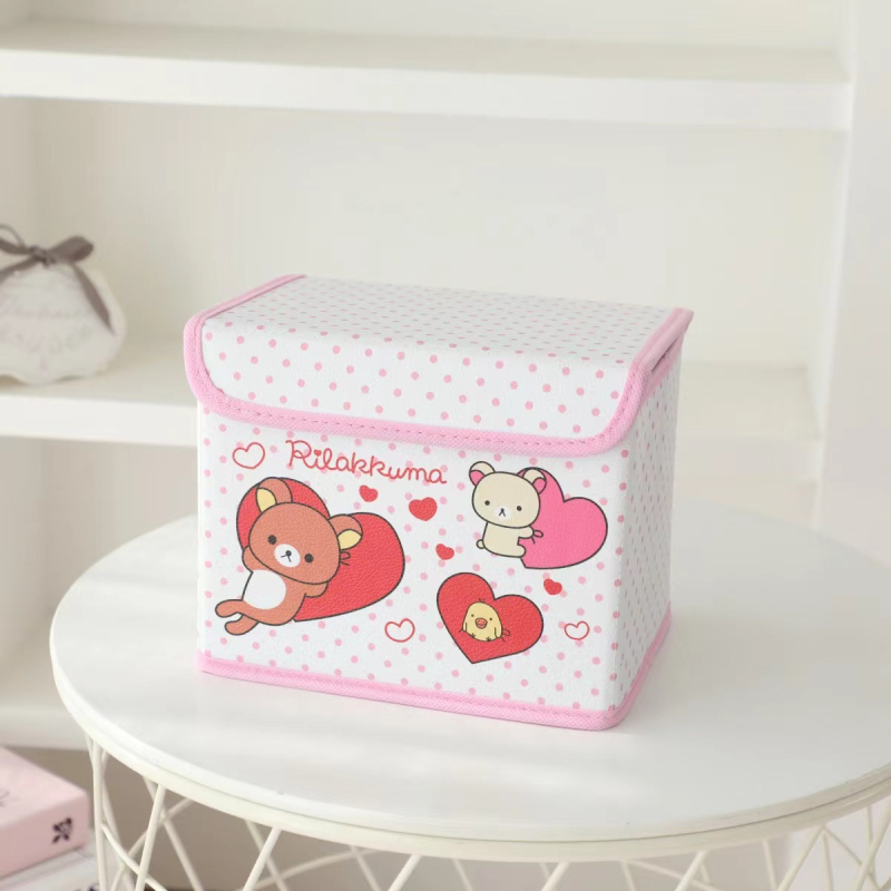 Cutie de depozitare din piele cu desen animat, cu capac, pliabilă, pentru cămin, haine și jucării