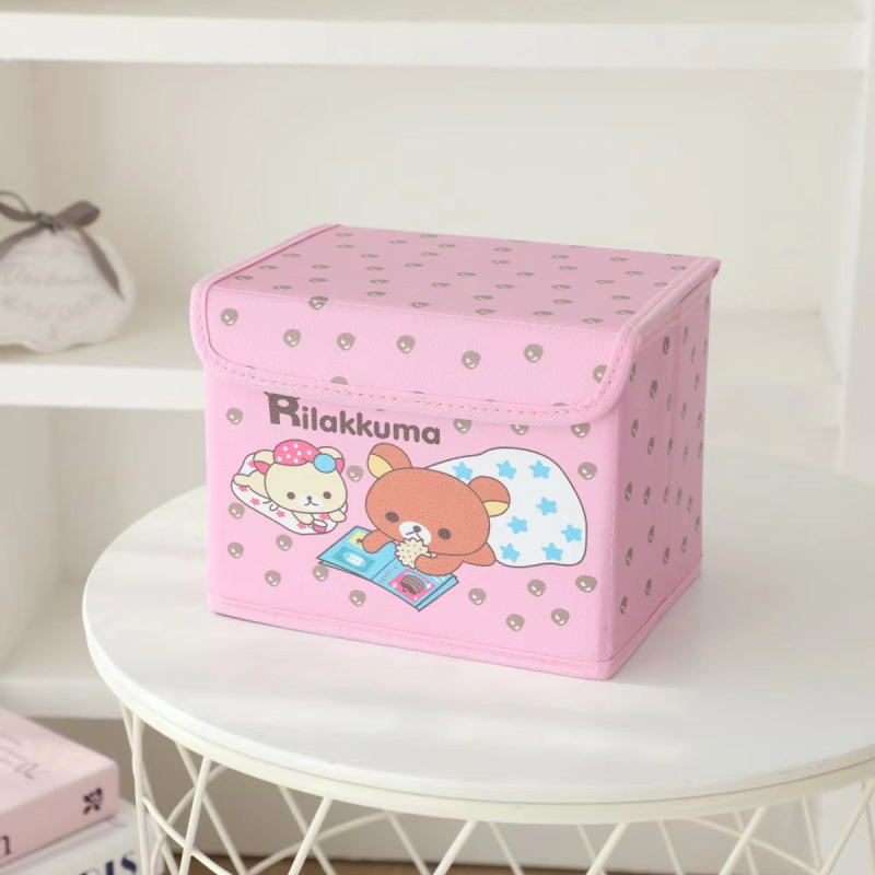 Cutie de depozitare din piele cu desen animat, cu capac, pliabilă, pentru cămin, haine și jucării