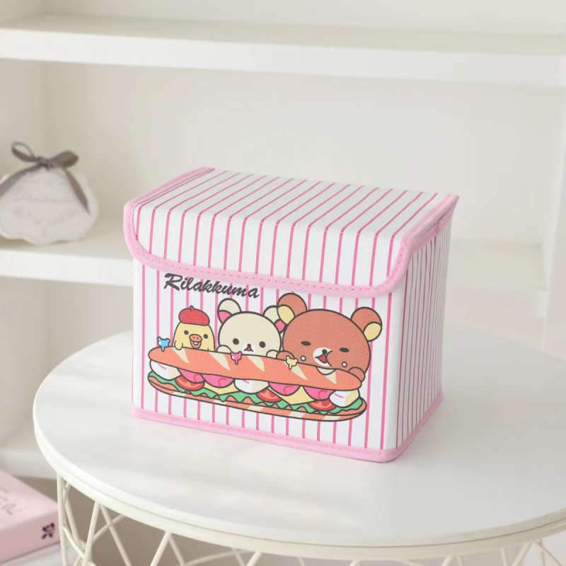 Cutie de depozitare din piele cu desen animat, cu capac, pliabilă, pentru cămin, haine și jucării
