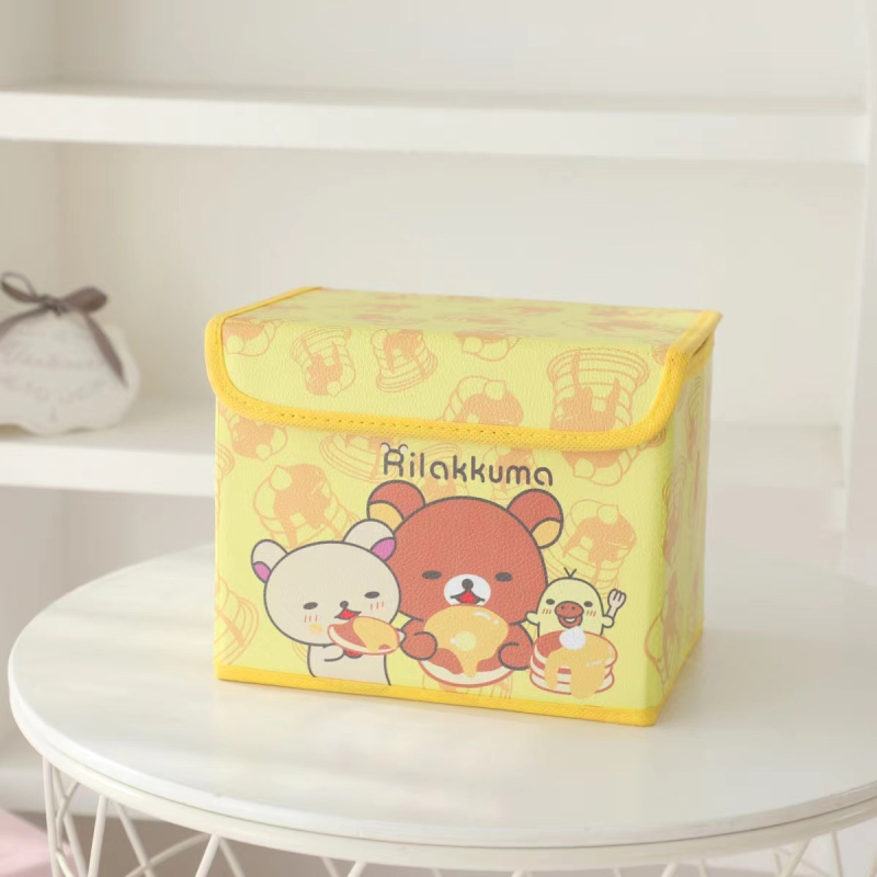 Cutie de depozitare din piele cu desen animat, cu capac, pliabilă, pentru cămin, haine și jucării