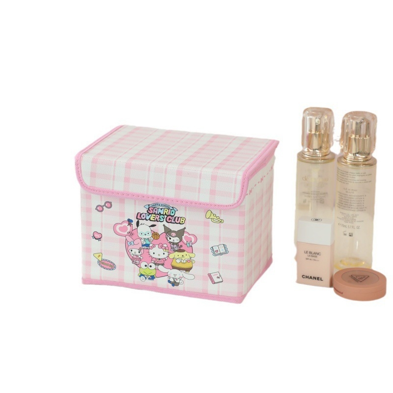 Cutie de depozitare cosmetică de birou din piele, pliabilă, cu capac rabatabil, rezistentă la apă și praf